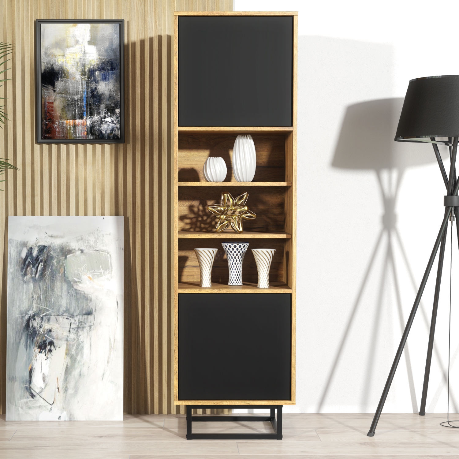 CINQUE Display Cabinet 175cm - Black - Crete Bay