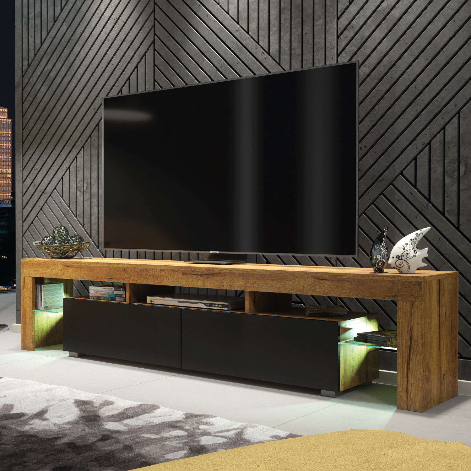 RIDGE TV Unit 200cm - Dark Oak - Crete Bay