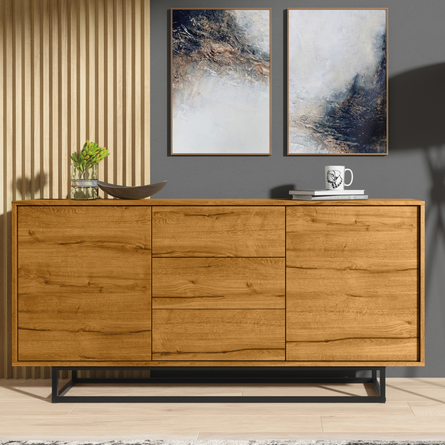 BURGOS Sideboard 140cm - Dark Oak - Crete Bay