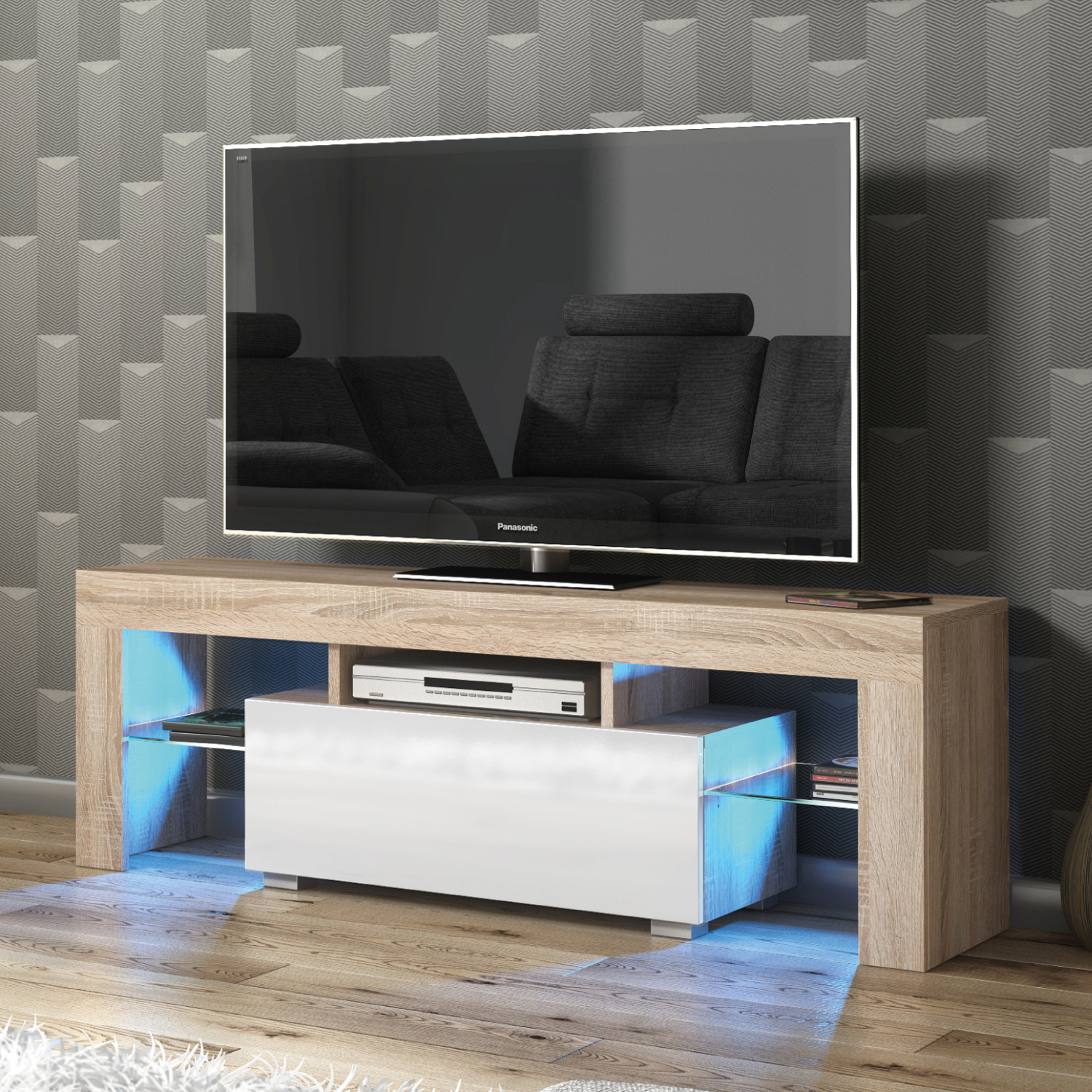 GROVE TV Unit 130cm - Natural Oak - Crete Bay
