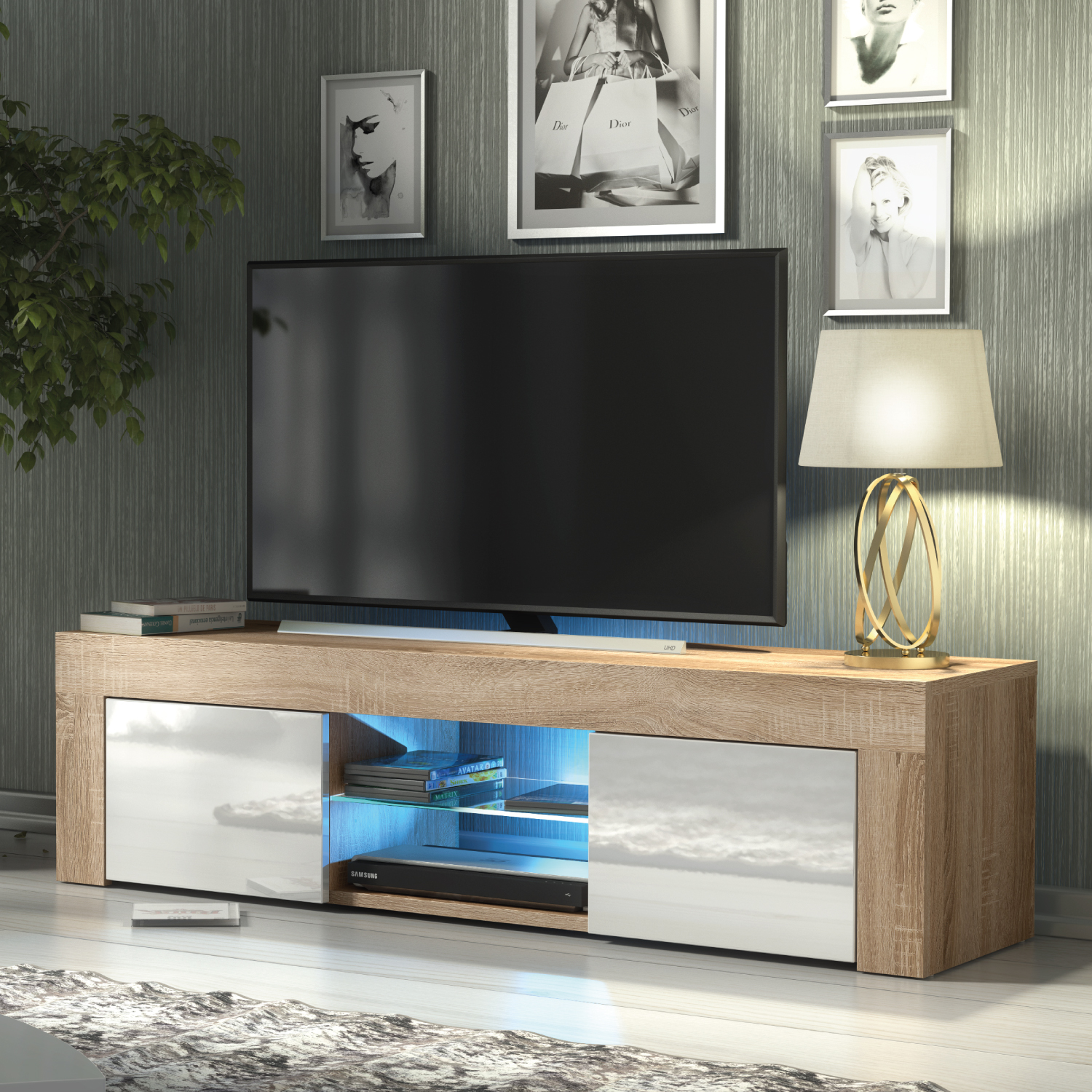 HAVEN TV Unit 130cm - Natural Oak - Crete Bay