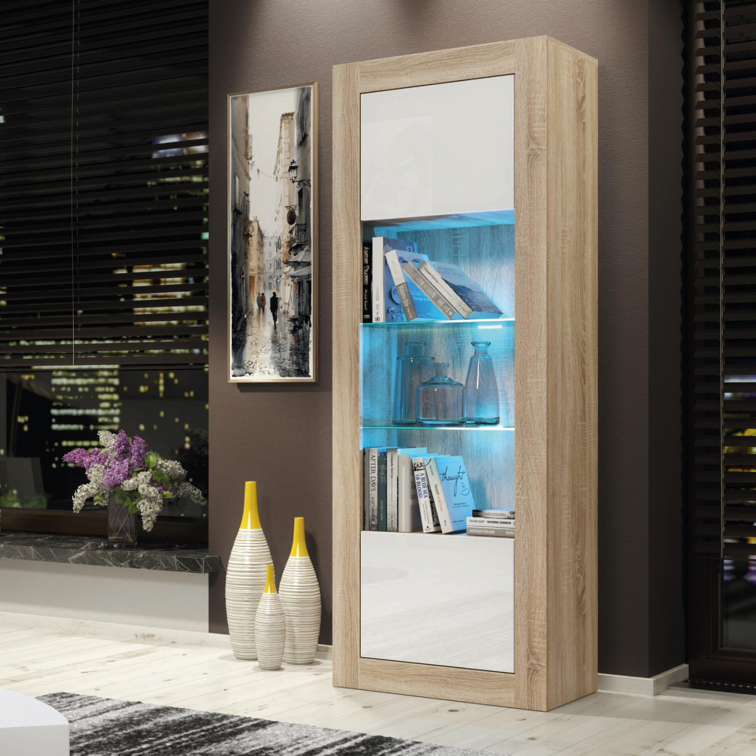 MONACO Display Cabinet 170cm - Natural Oak - Crete Bay
