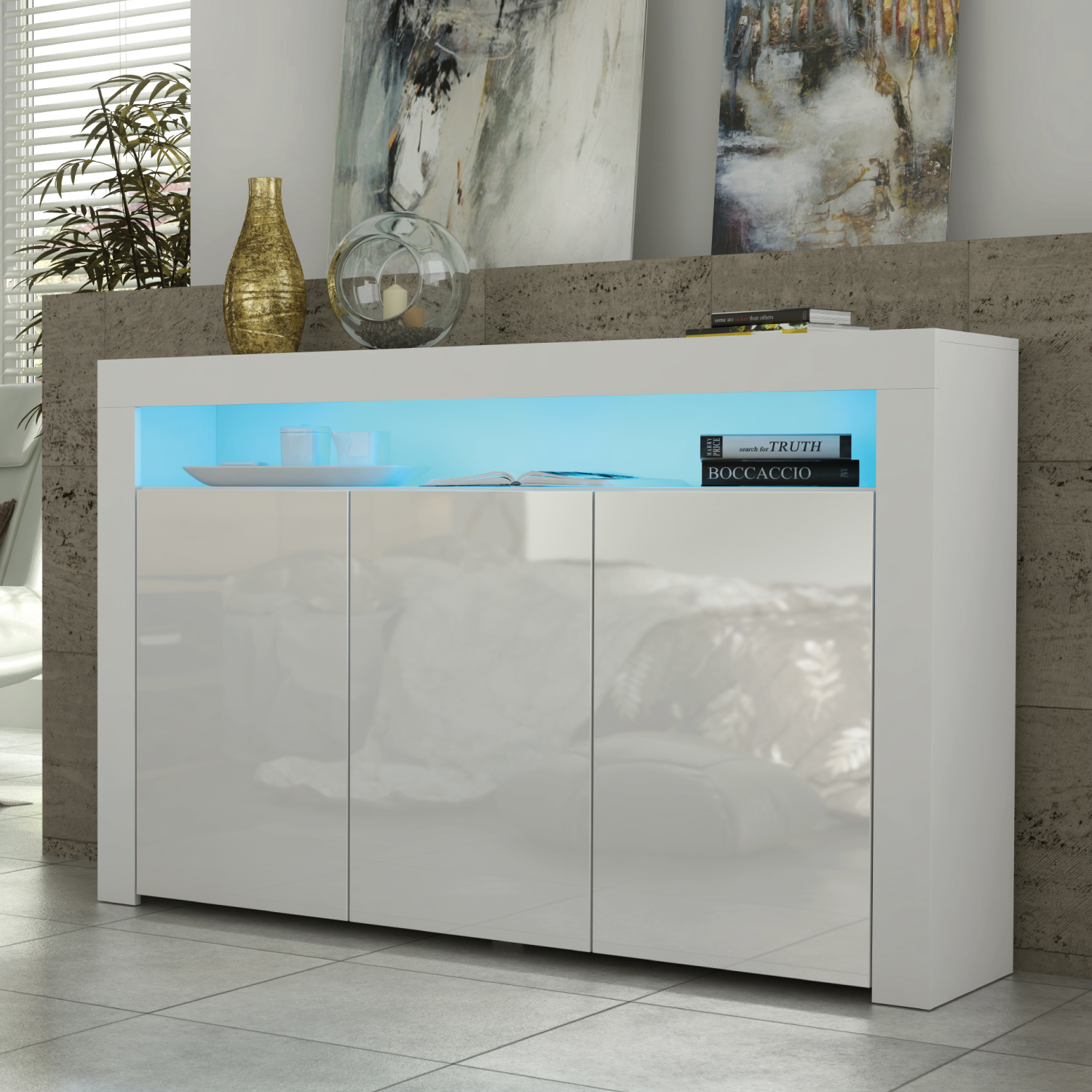 APEX Sideboard 155cm - White - Crete Bay