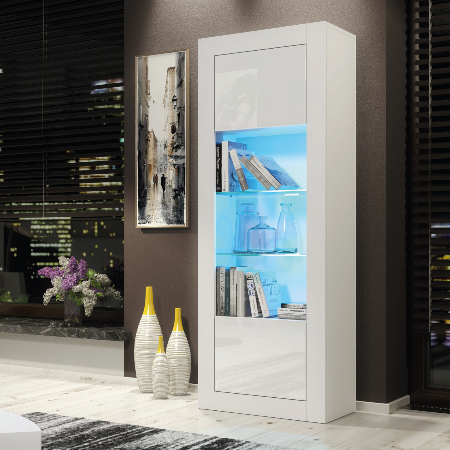 MONACO Display Cabinet 170cm - White - Crete Bay
