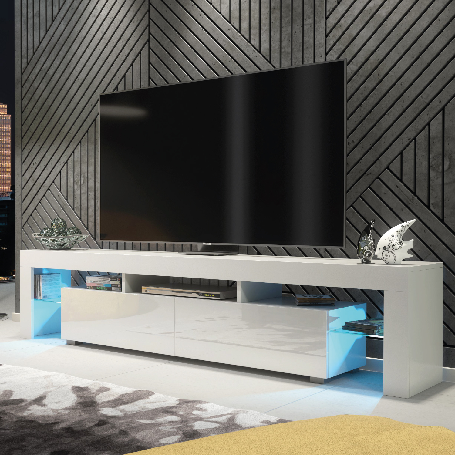 RIDGE TV Unit 200cm - White - Crete Bay