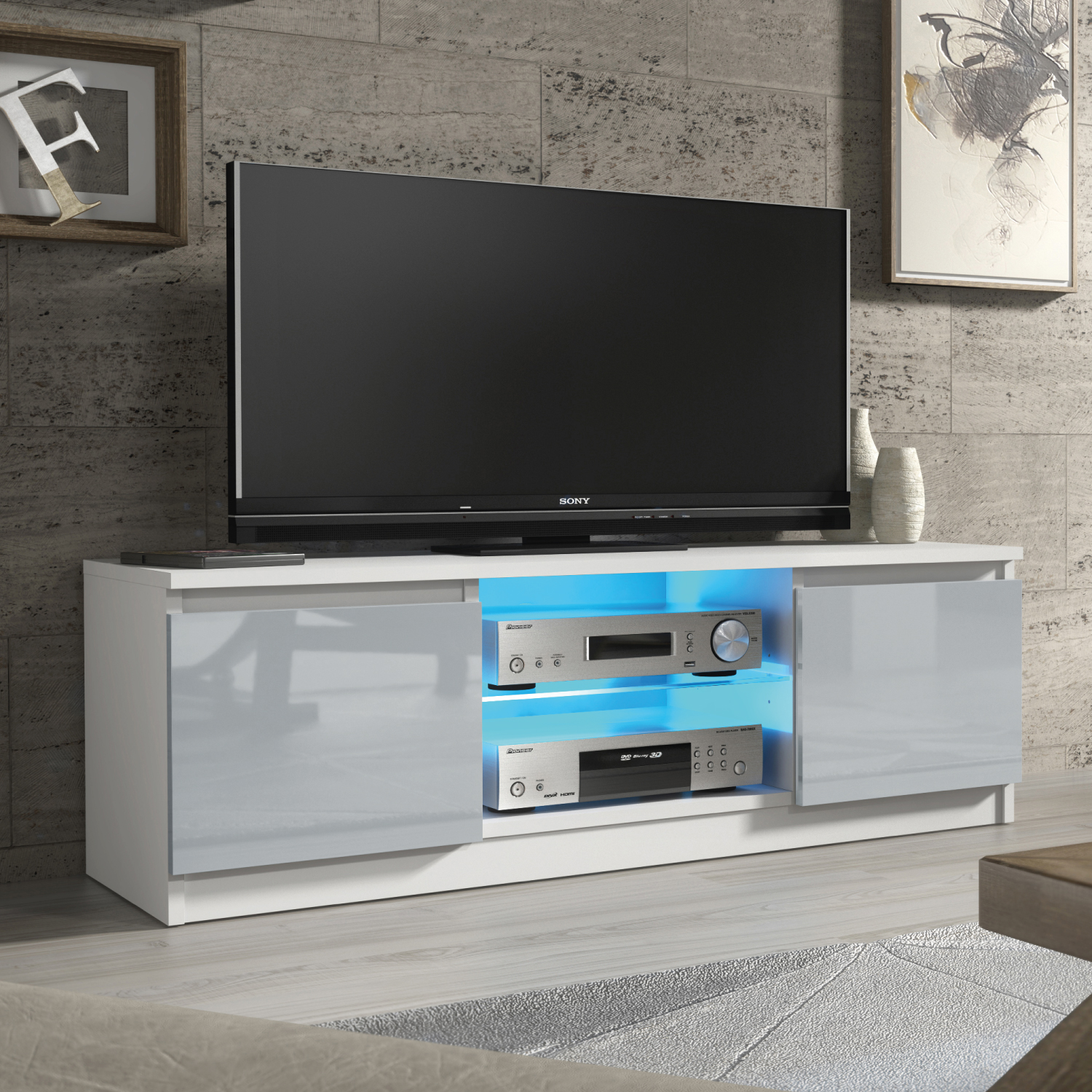 CREST TV Unit 120cm - Grey - Crete Bay