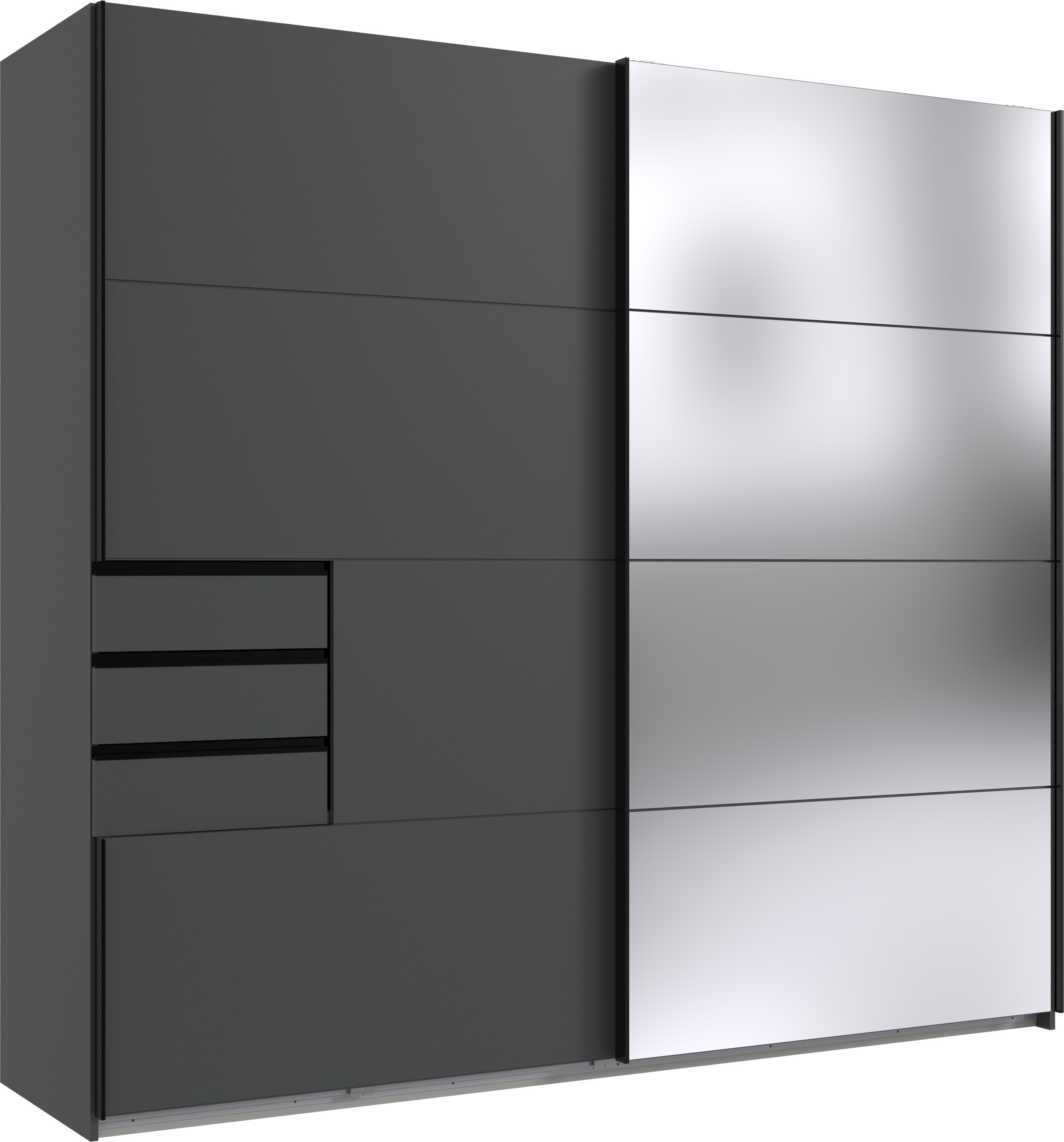 Sliding Wardrobe - SOGO 2 Door Mirrored Wardrobe Graphite 225cm - Wimex Distribution