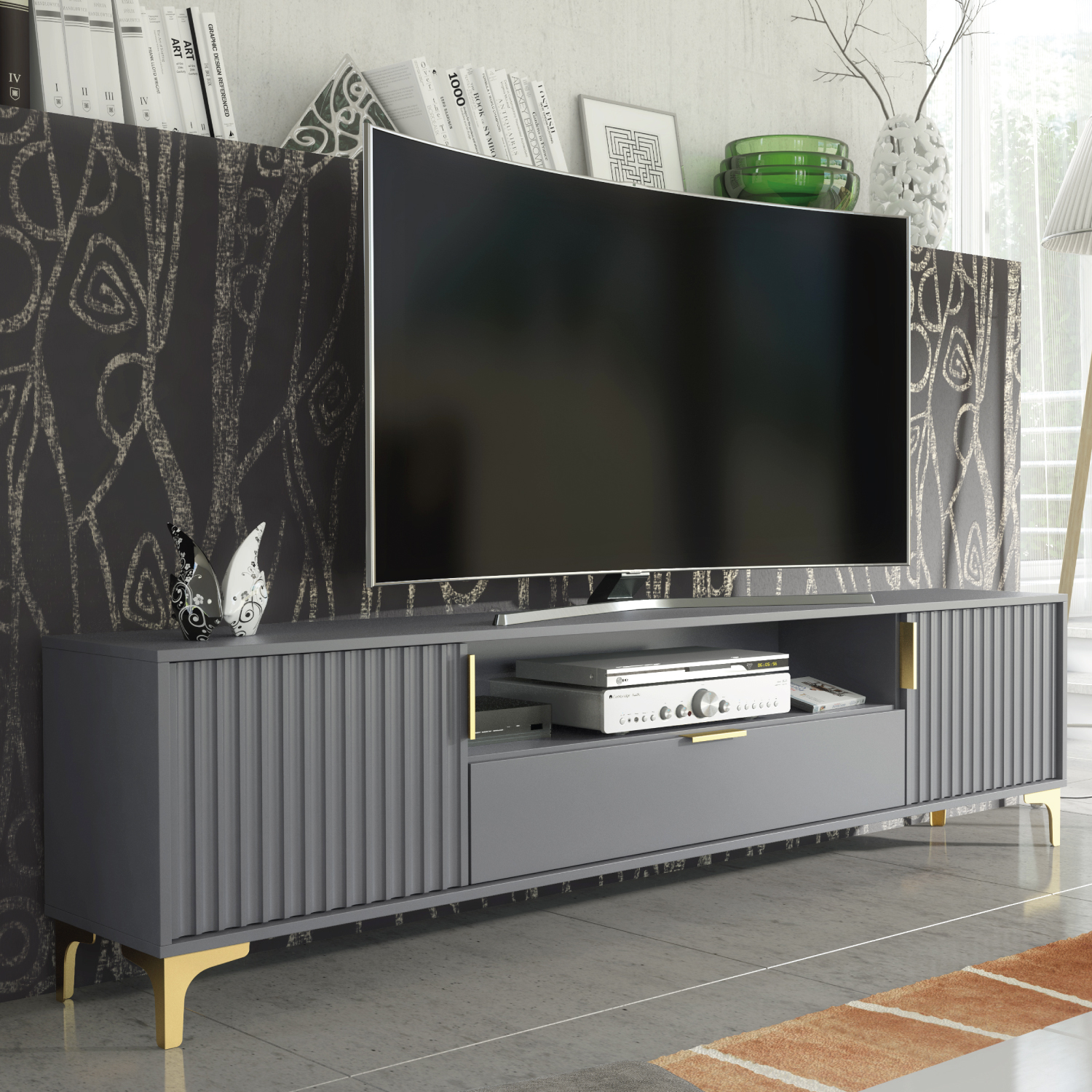 PERUGIA Crest Gold 200cm - Dark Grey - Crete Bay