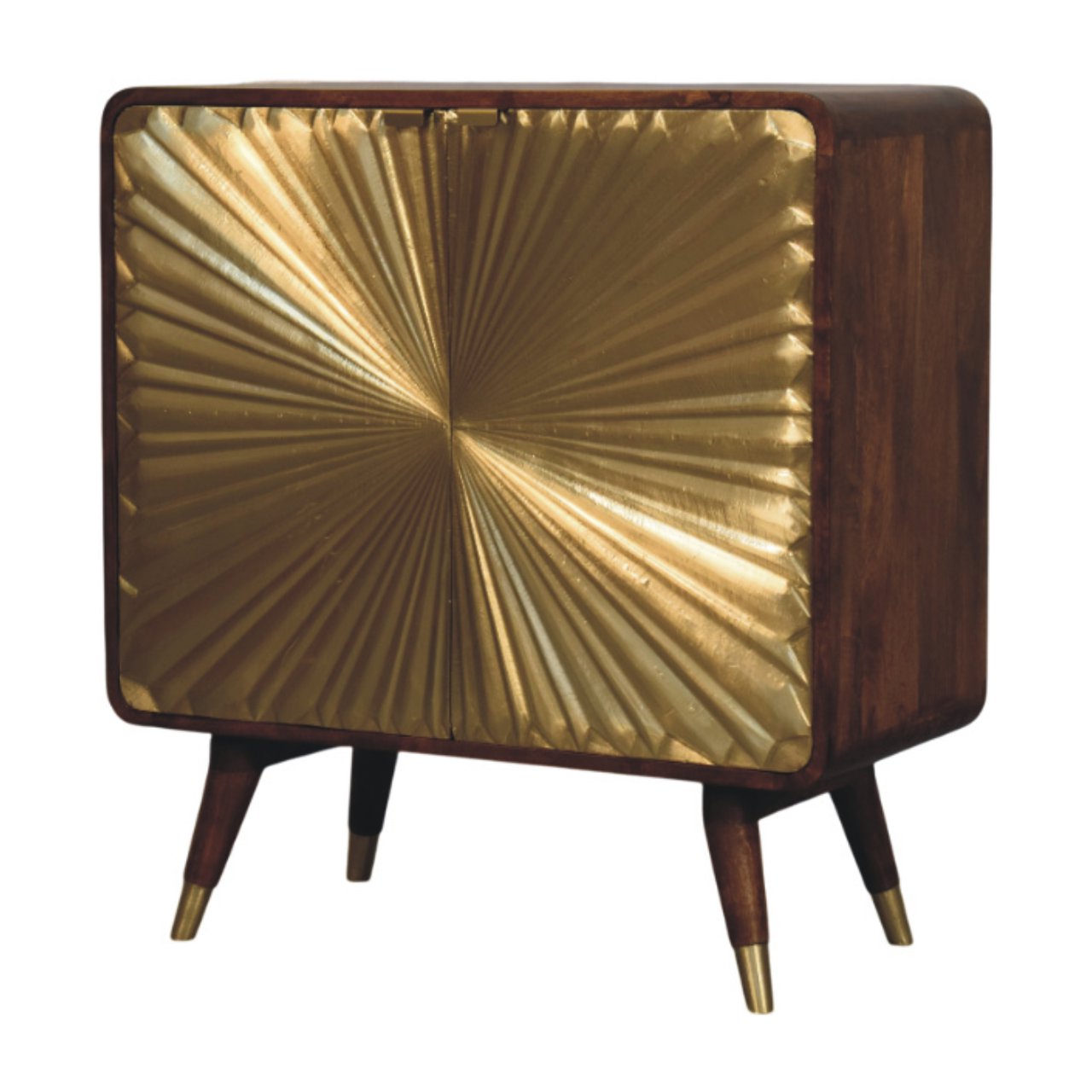 RAGUSA 2 Door Brass Embossed Sideboard - Medium Oak - Beasley & Sons