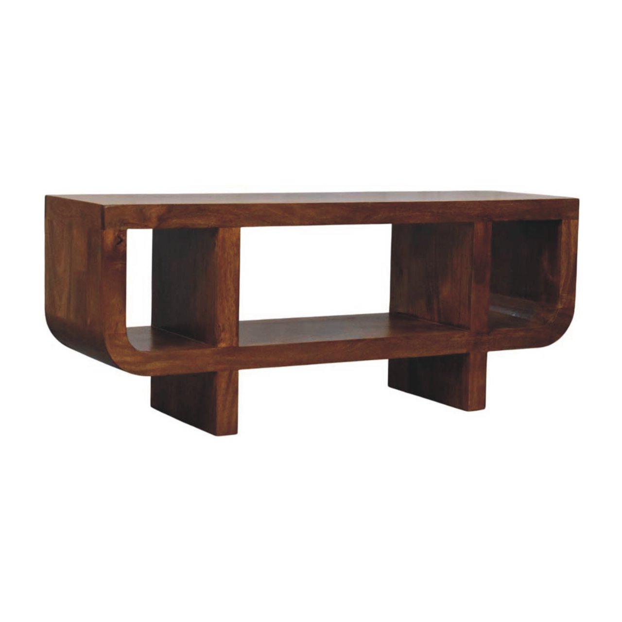 ORIN TV Unit Curved Edge with Open Shelves - Medium Oak - Beasley & Sons