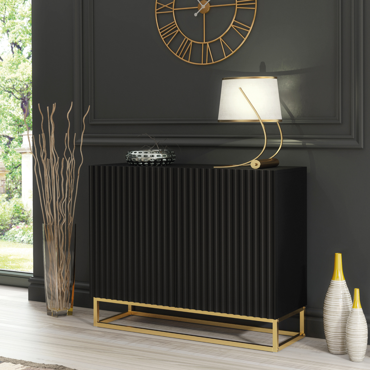 ANCONA Sideboard 100cm - Black - Crete Bay