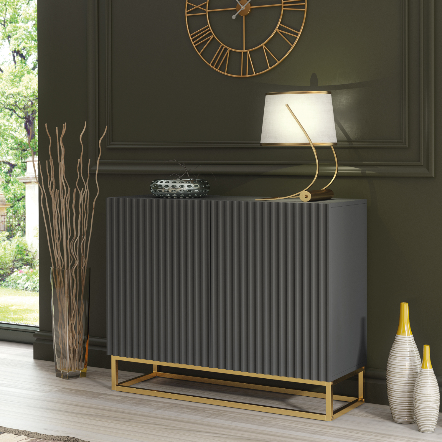 ANCONA Sideboard 100cm - Dark Grey - Crete Bay