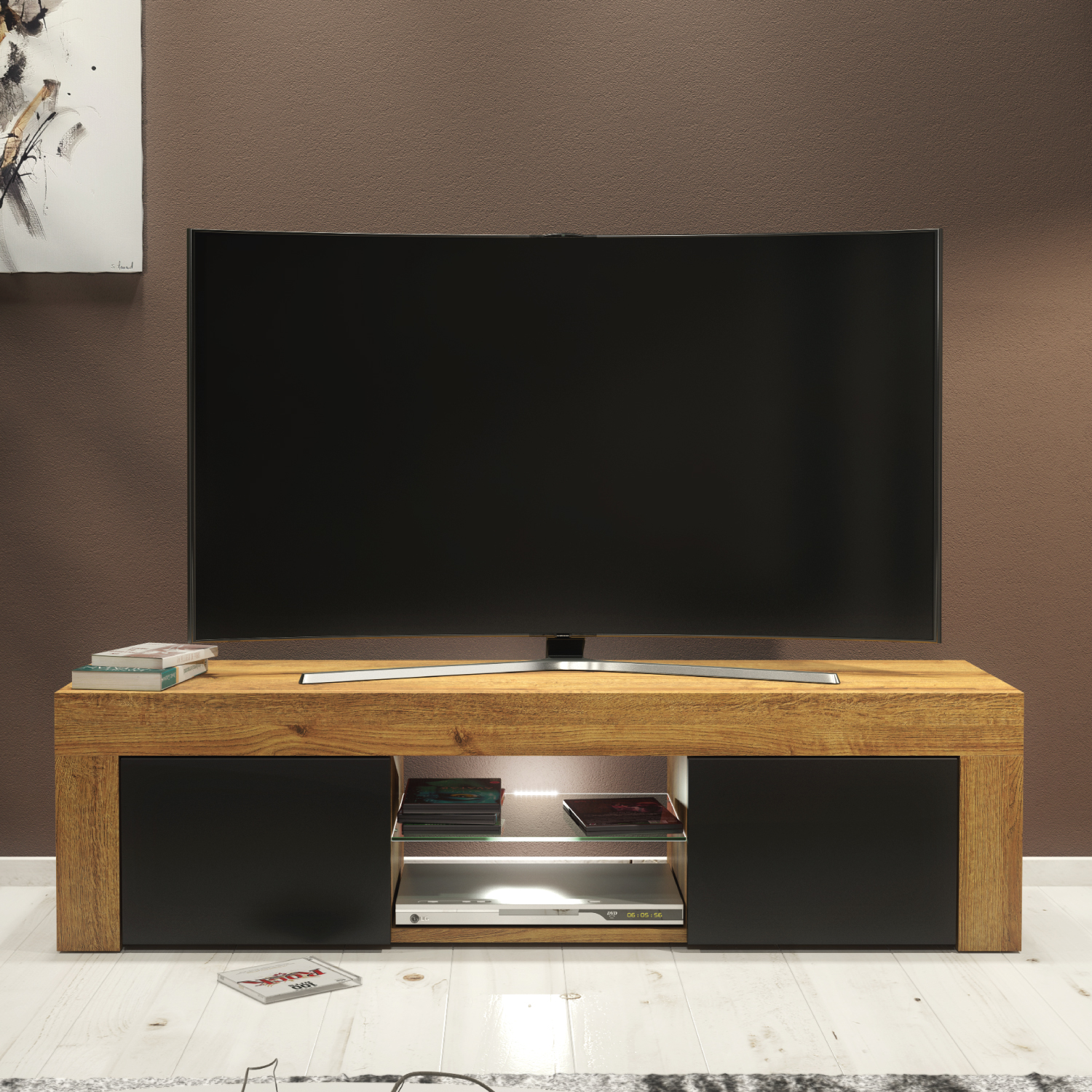 HAVEN TV Unit 130cm - Dark Oak - Crete Bay
