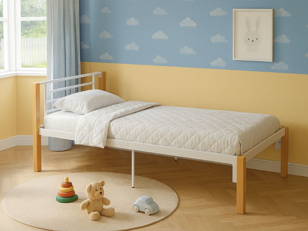 TARROW Single Metal Bedframe - White - Beds-To-Go