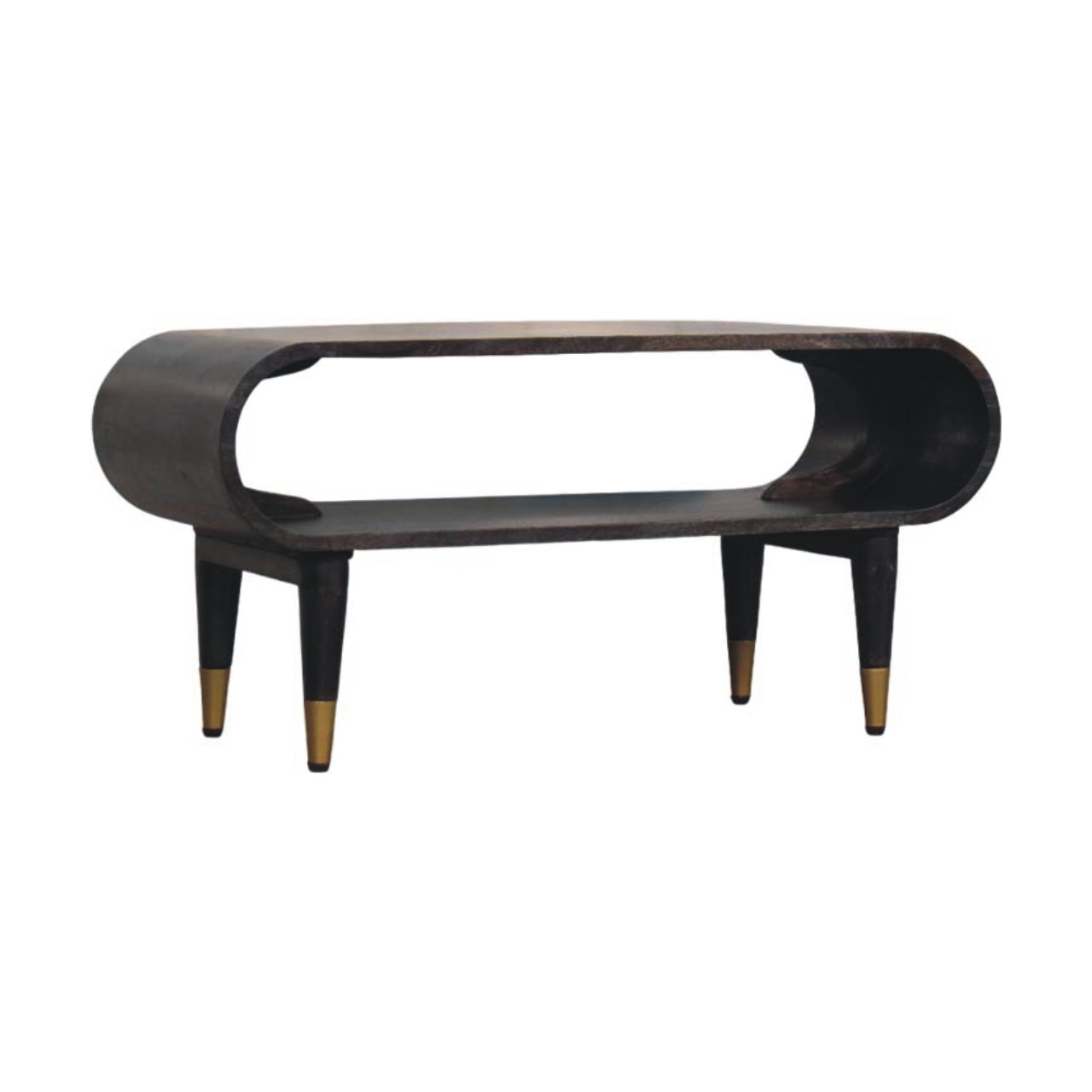 CROMER TV Unit Curved Edge with Open Shelve - Dark Oak - Beasley & Sons