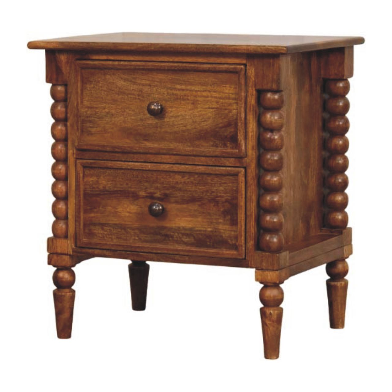 SPIN 2 Drawer Bedside Table - Medium Oak - Beasley & Sons