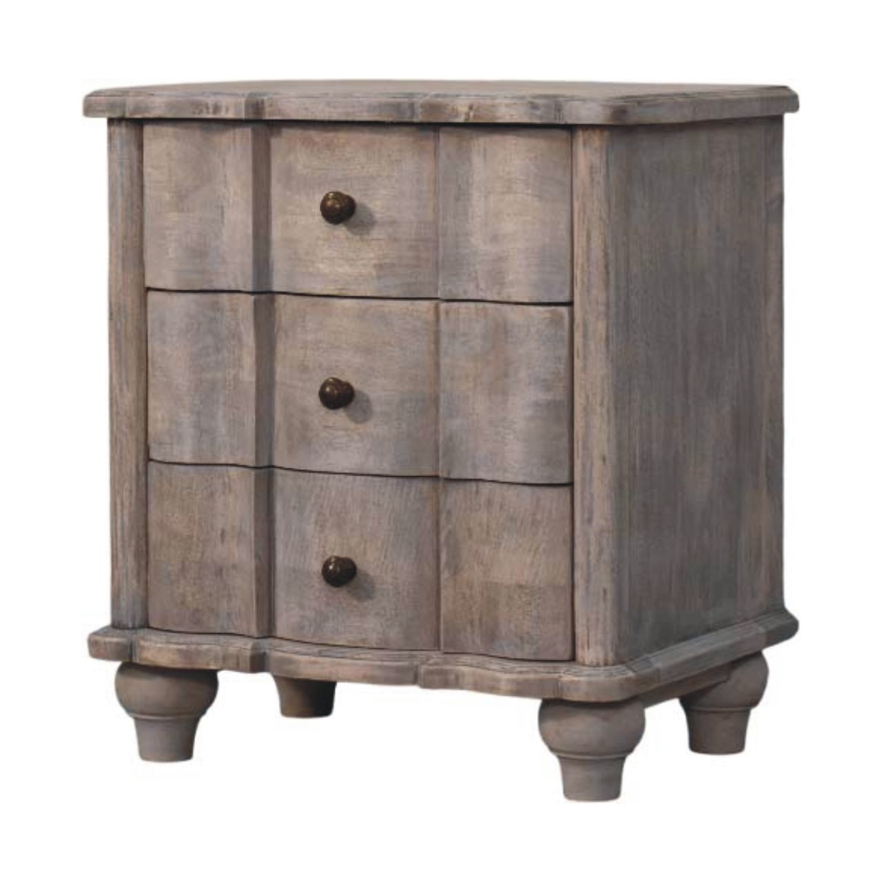 BEAU 3 Drawers Bedside Table - Grey Oak - Beasley & Sons