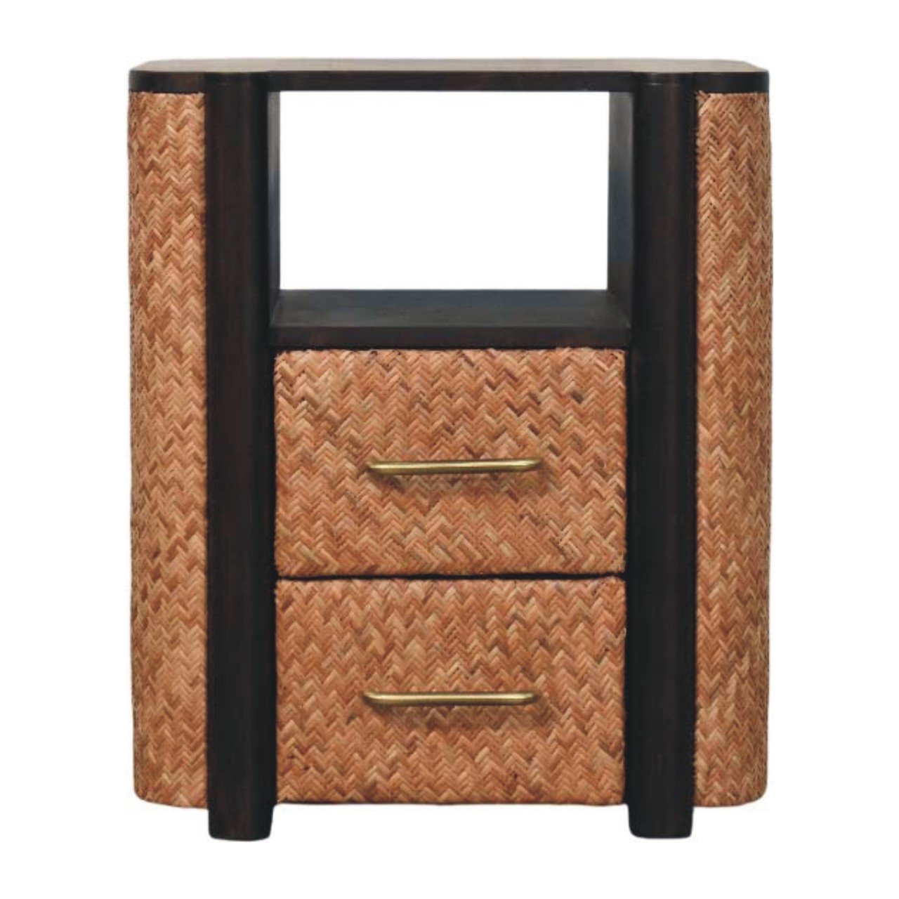 RATTA 2 Drawer Rattan Bedside Table - Brown - Beasley & Sons