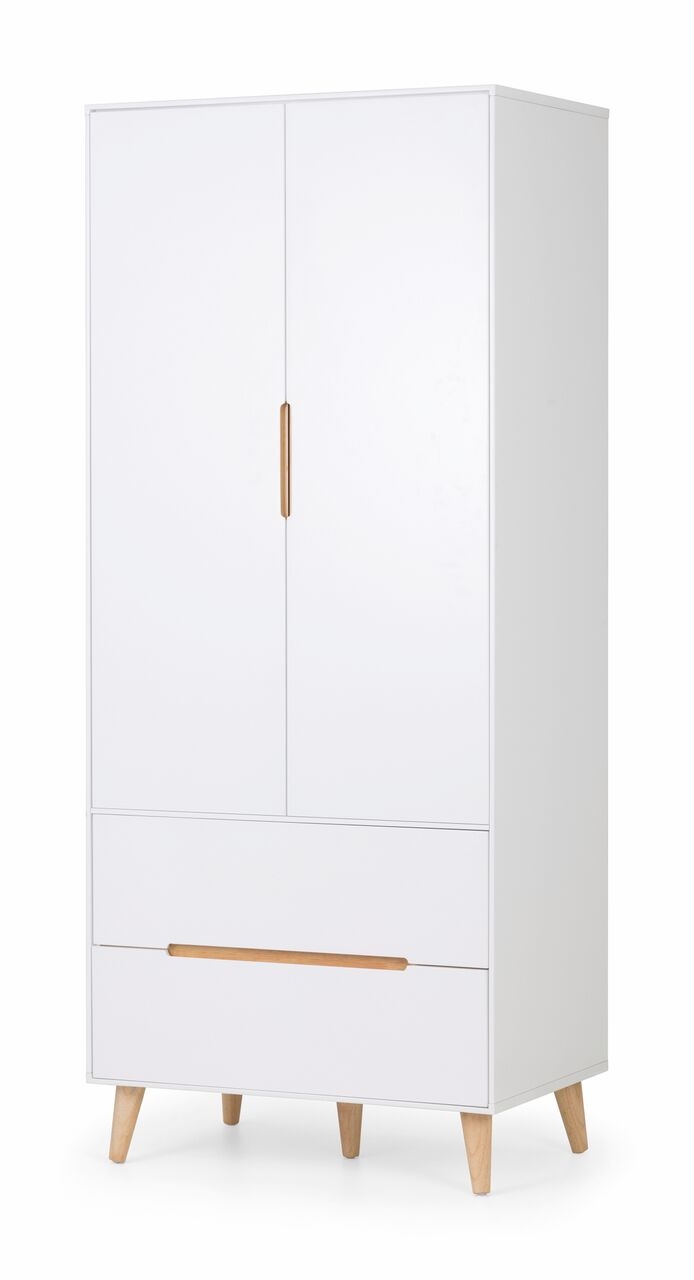 Wardrobe - ASTRAL 2 Door Wardrobe White 80cm - JB Collections