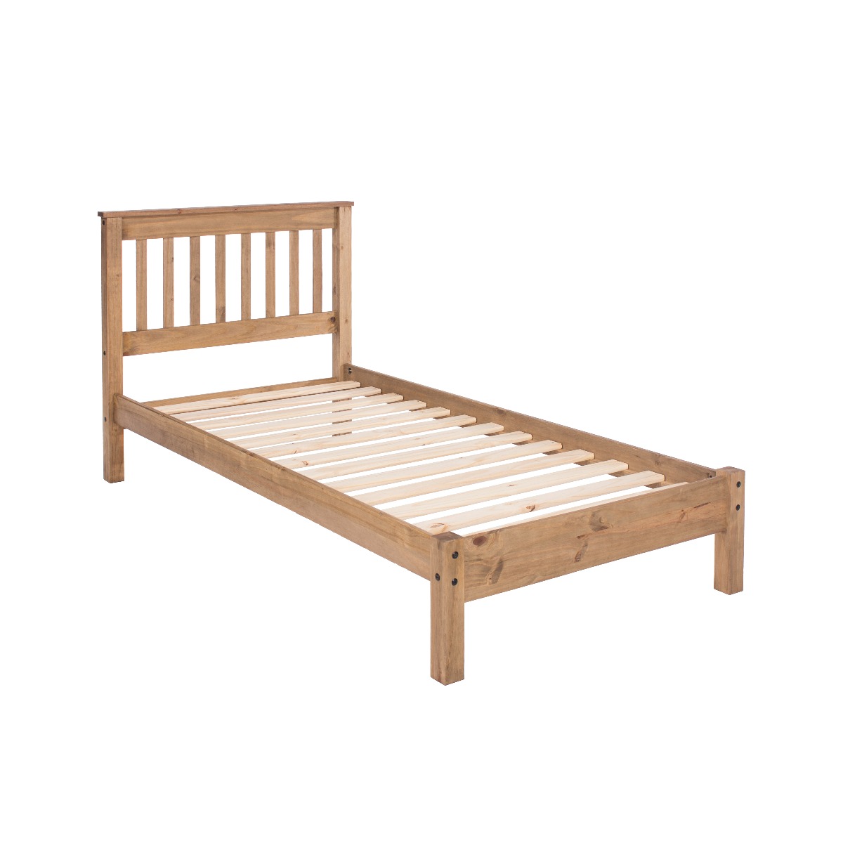 Corona Slatted Pine Low End Bed - 3ft-Pine - Colton & Sawyer