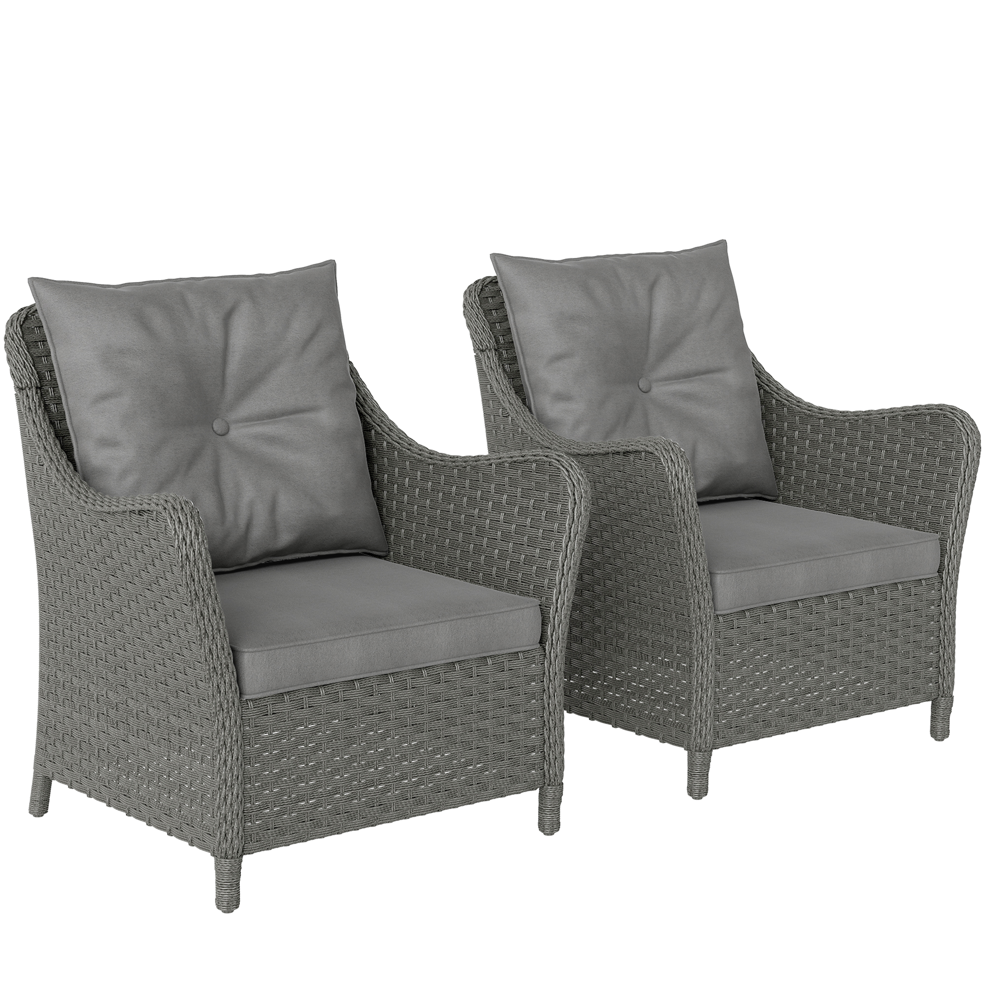 SUNVISTA Rattan Garden Chairs Set of 2 Outdoor Rattan Chairs Dark Grey - Life Essentials