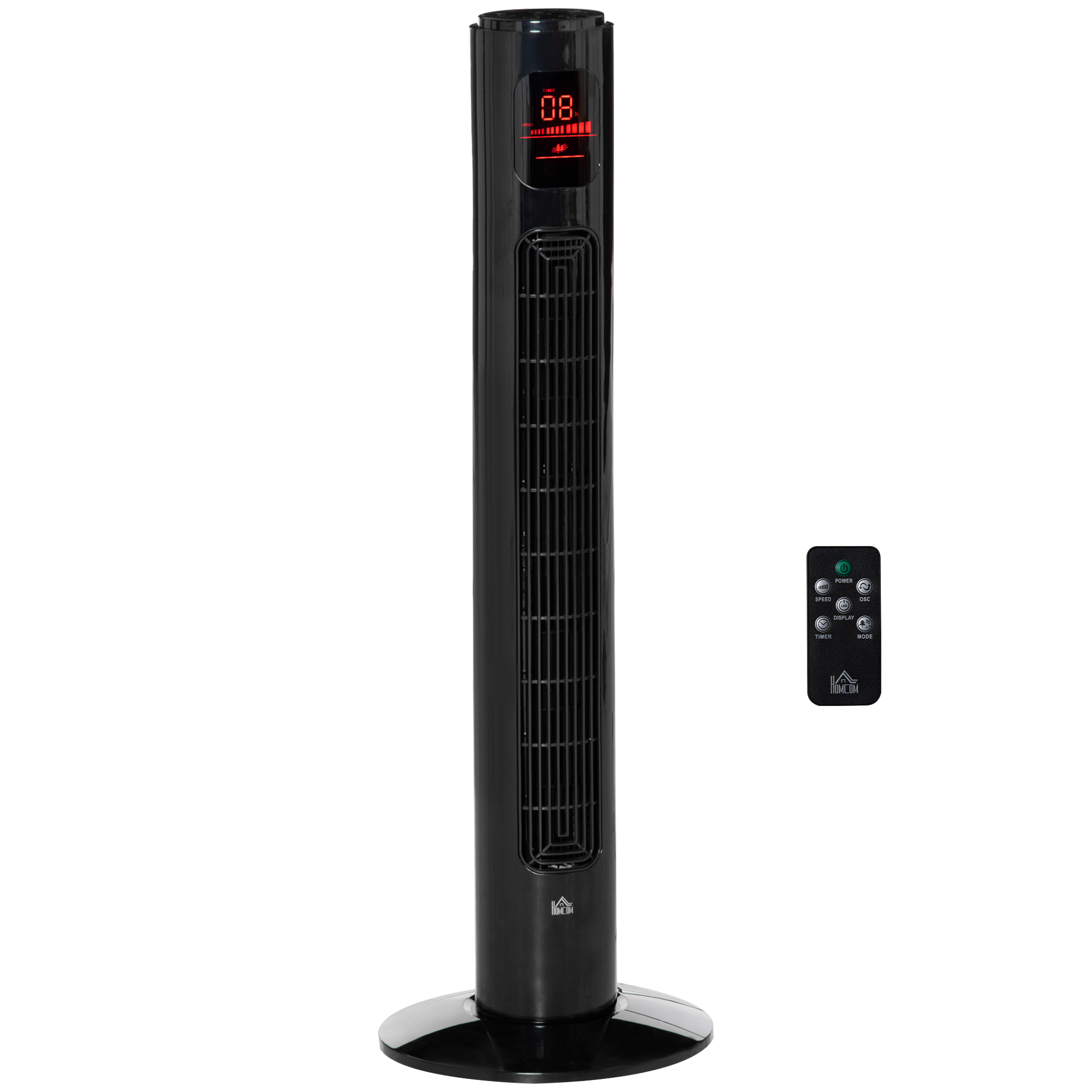 38'' Freestanding Tower Fan, 3 Speed 3 Mode, 12h Timer, 70 Degree Oscillation, LED Panel, 5M Remote Controller, Black - Life Essentials