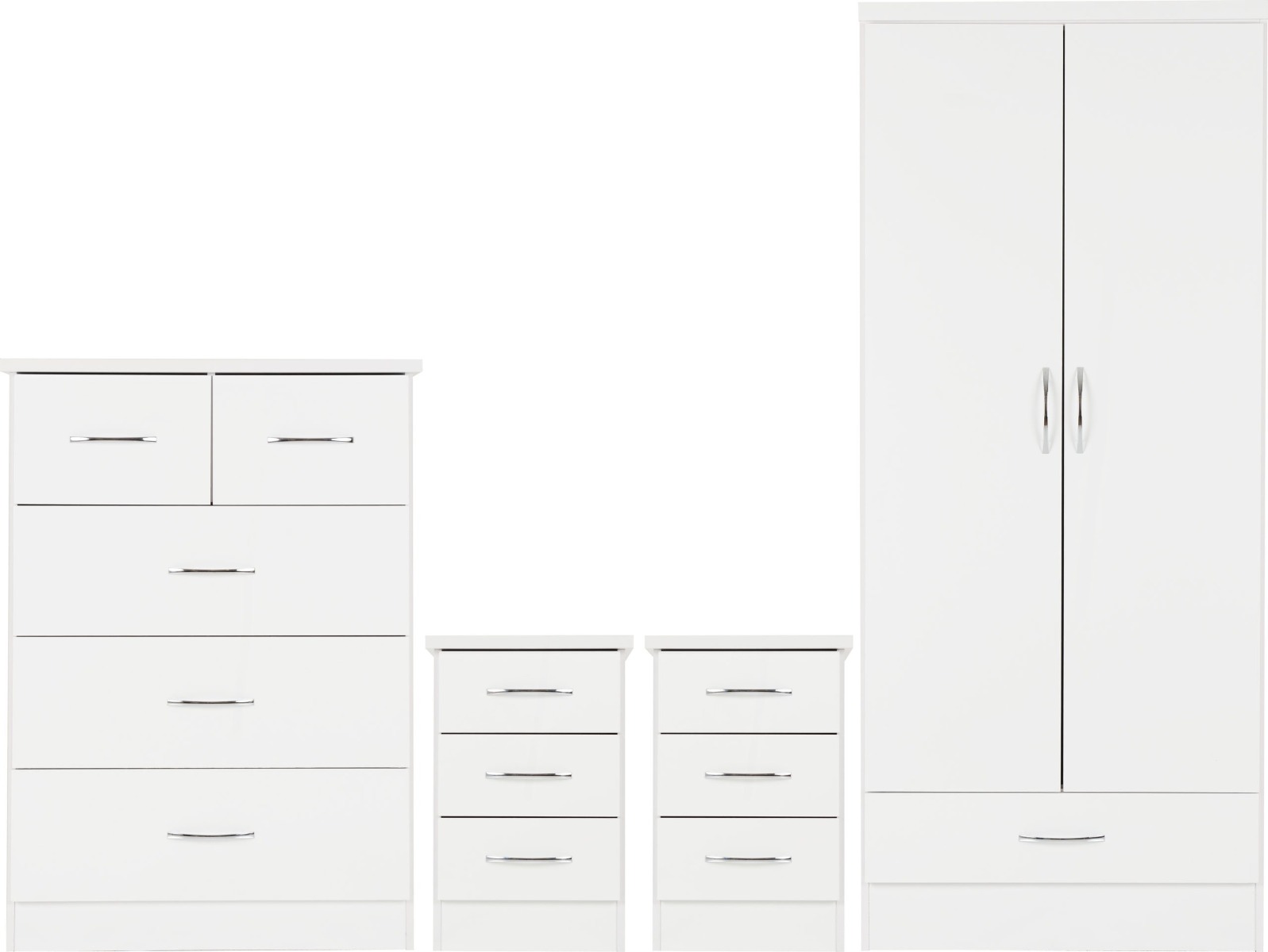 Wardrobe Set - NEWBIGGIN 2 Door Bedroom Set White Gloss 78cm - Budget Deals
