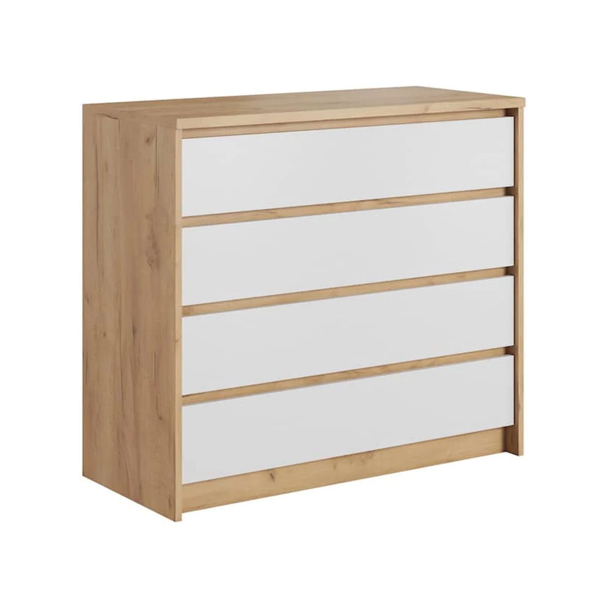 XENIA Oak Finish Chest of Drawers - Large-sized, 4 Drawers - Art Nest