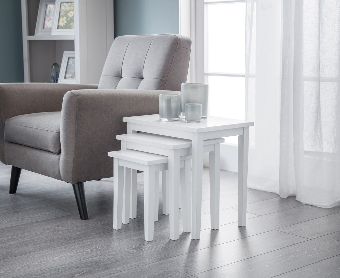 Cleo 3PC Nest of Tables Range - White - JB Collections
