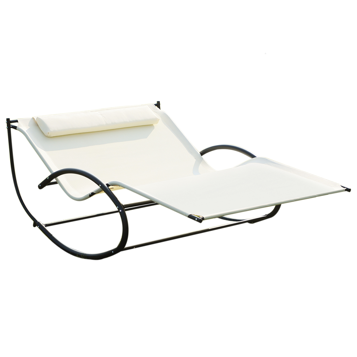 Texteline Double Lounger W/Pillow-Beige - Life Essentials