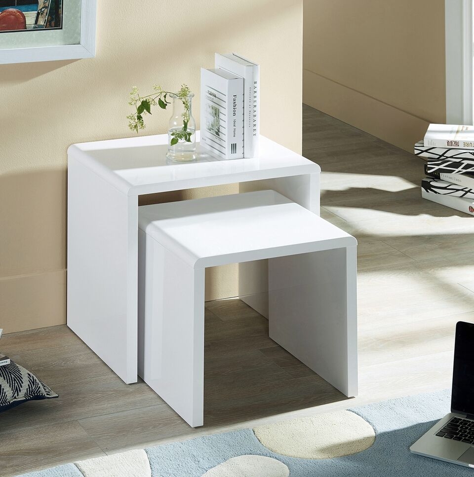 Manhattan White High Gloss Nest of Tables - JB Collections