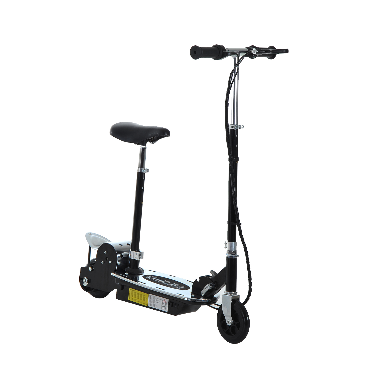 120W Teens Foldable Kids Powered Scooters 24V Rechargeable Battery Adjustable Ride on Outdoor Toy (Black) - Life Essentials