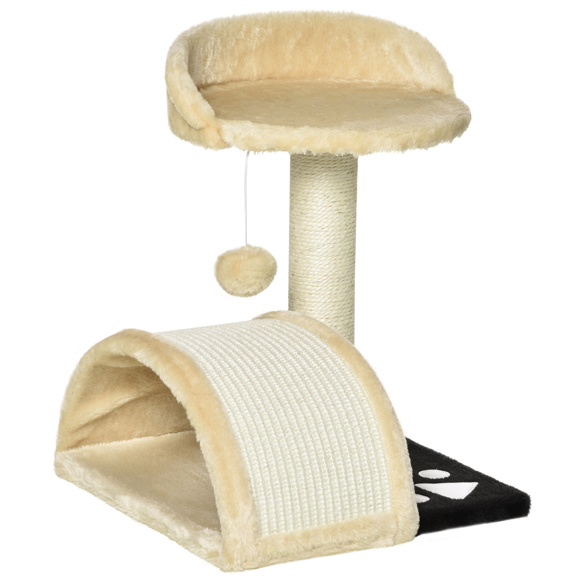 Cat Tree Cat Scratching Post Scratching Scratcher Post Kitten Activity Centre Climber Hanging Ball Beige - Life Essentials