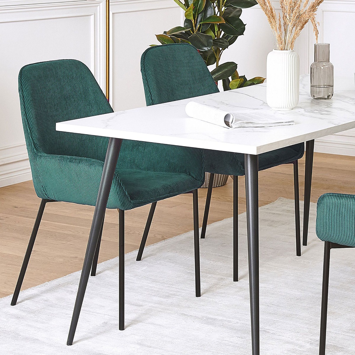 Set of 2 Jumbo Cord Dining Chairs Green LOVERNA - Gemini Interiors