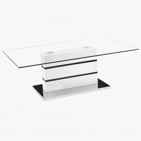 Isadora Glass Coffee Table - White and Black - Sigrid Mills