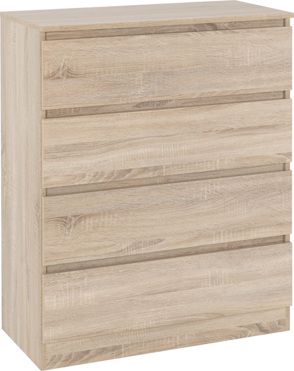 MALDEN Oak Finish Chest of Drawers - Medium-sized, 4 Drawers - Budget Deals