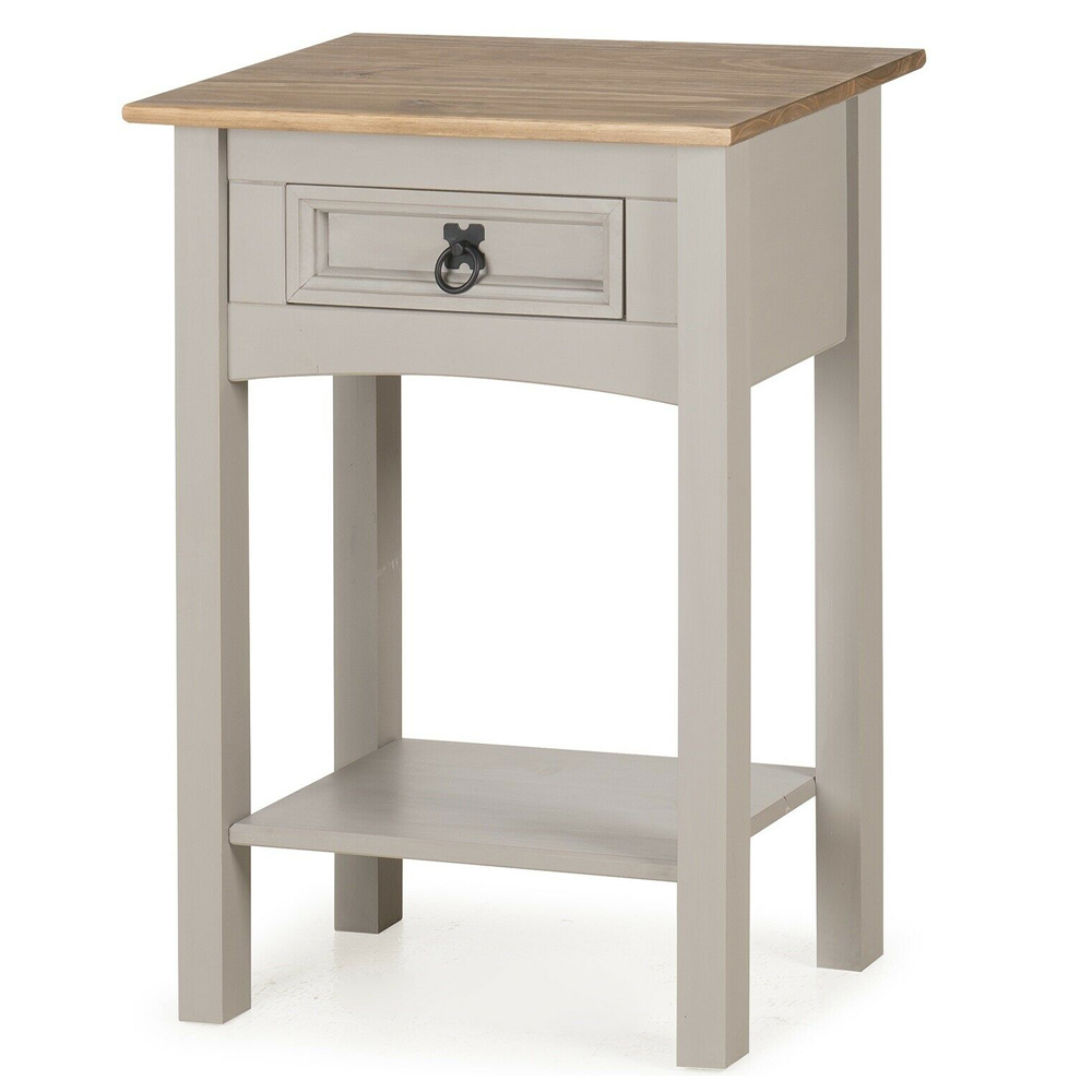 Corona Solid Pine Console Table 1 Drawer Hall - Grey Wax - Bedroom & More