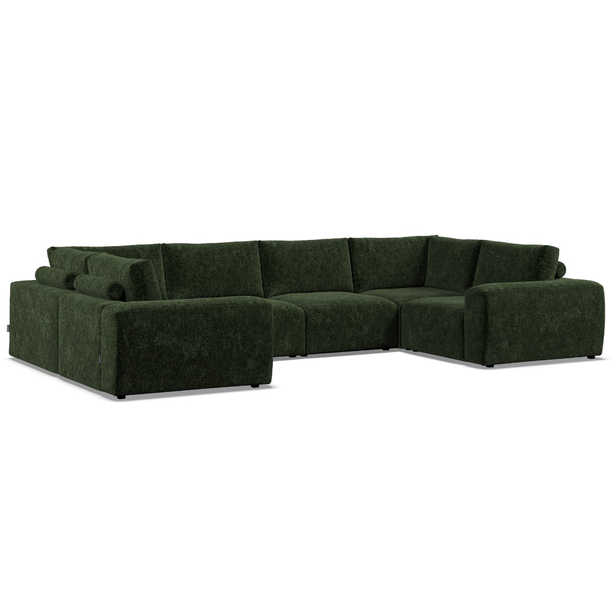 Corner Sofa - GRAZ Fabric 6 Seater U Shaped - Bottle Green - Edgbaston Living