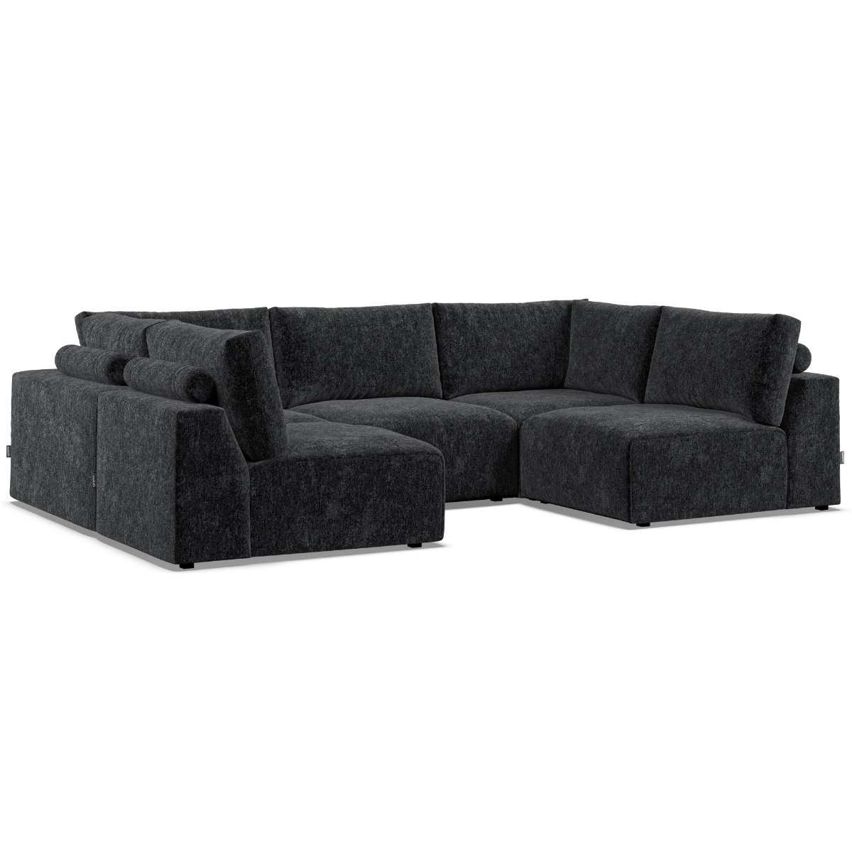 Corner Sofa - GRAZ Fabric 5 Seater U Shaped - Black - Edgbaston Living