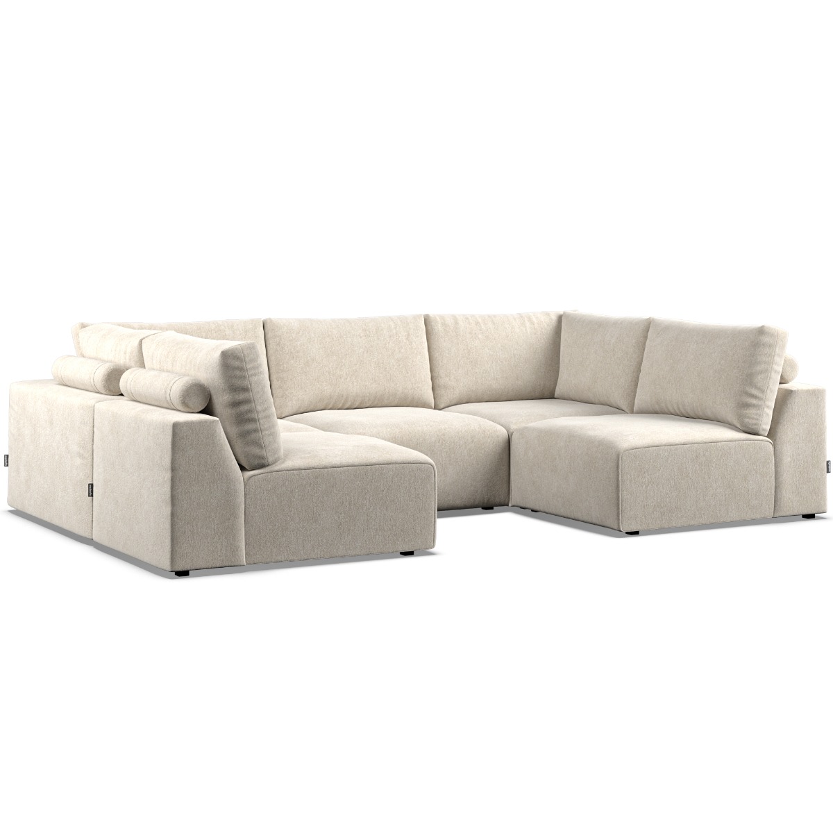 Corner Sofa - GRAZ Fabric 5 Seater U Shaped - Ivory - Edgbaston Living