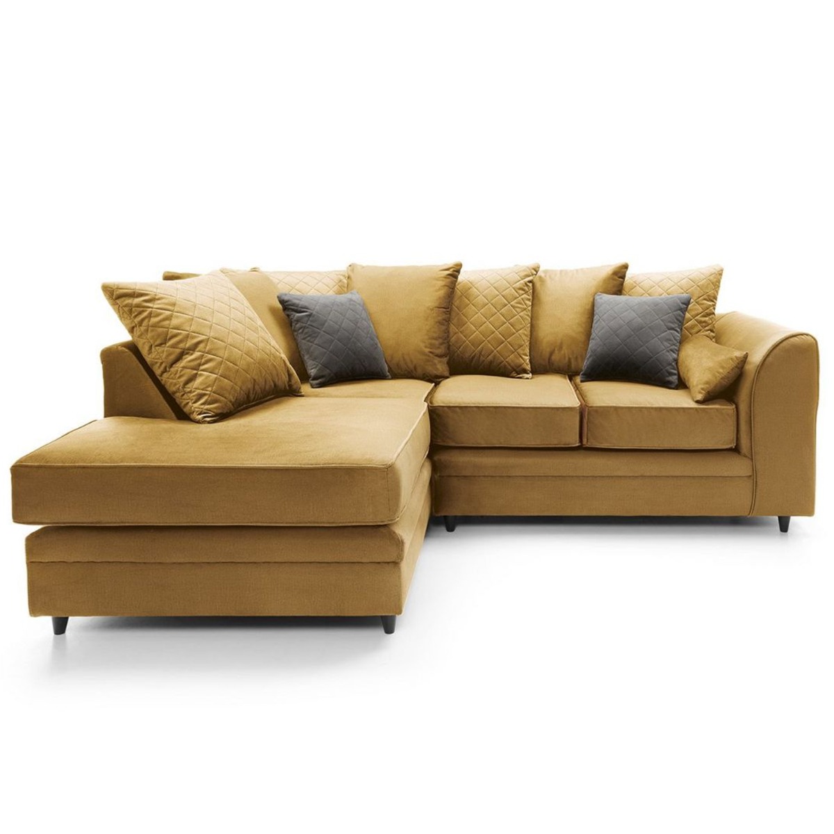 NIOMI Velvet 4 Seater L Shaped - Left Hand Facing Corner Sofa - Antique Gold - Moonlight Interiors