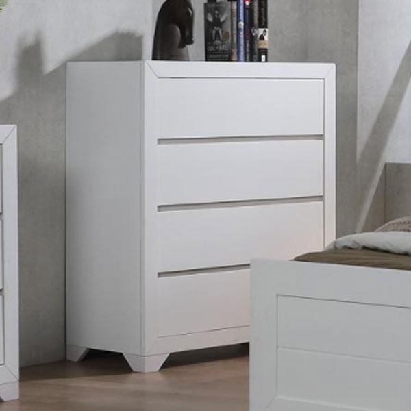 ZEPHYR White Chest of Drawers - Medium-sized, 4 Drawers - Sigrid Mills