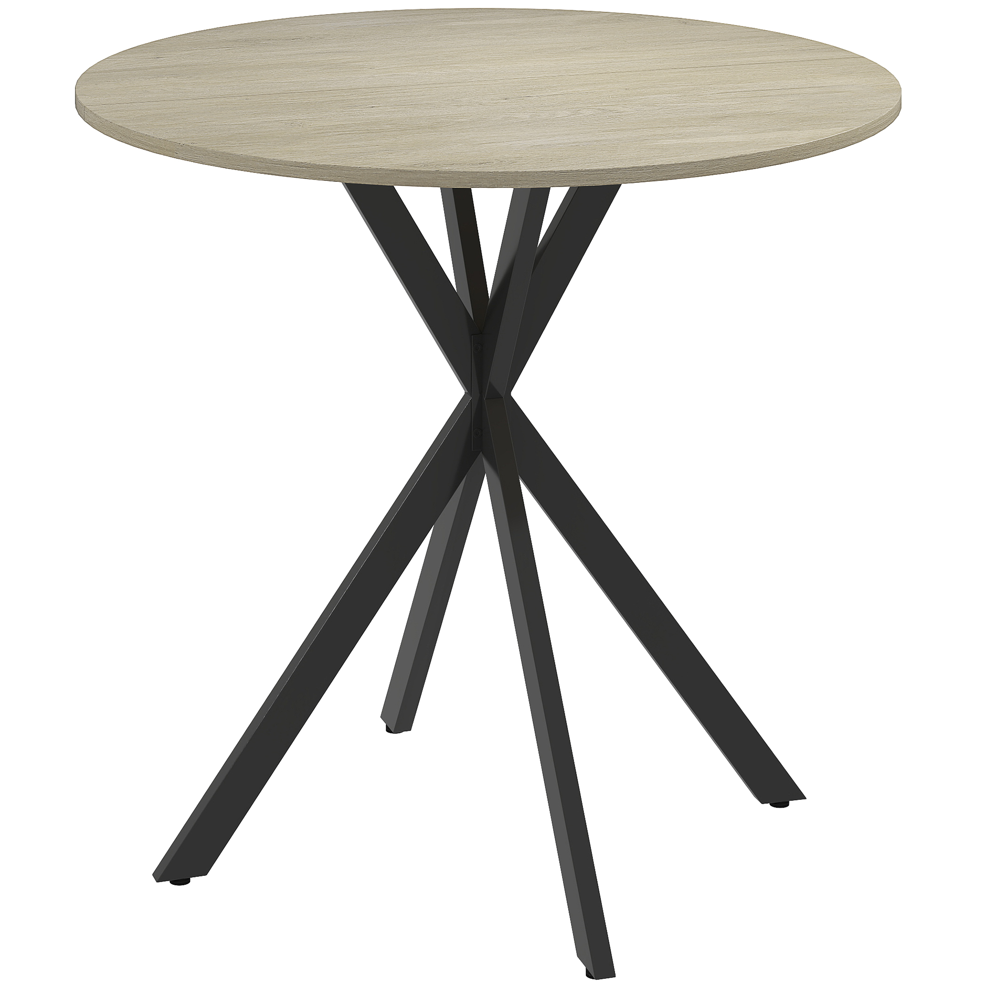 HERON 80cm Industrial Round Dining Table White Oak