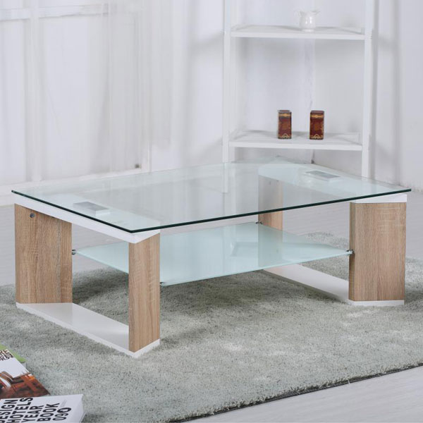 Cassiopeia Glass Coffee Table - White and Natural - Sigrid Mills