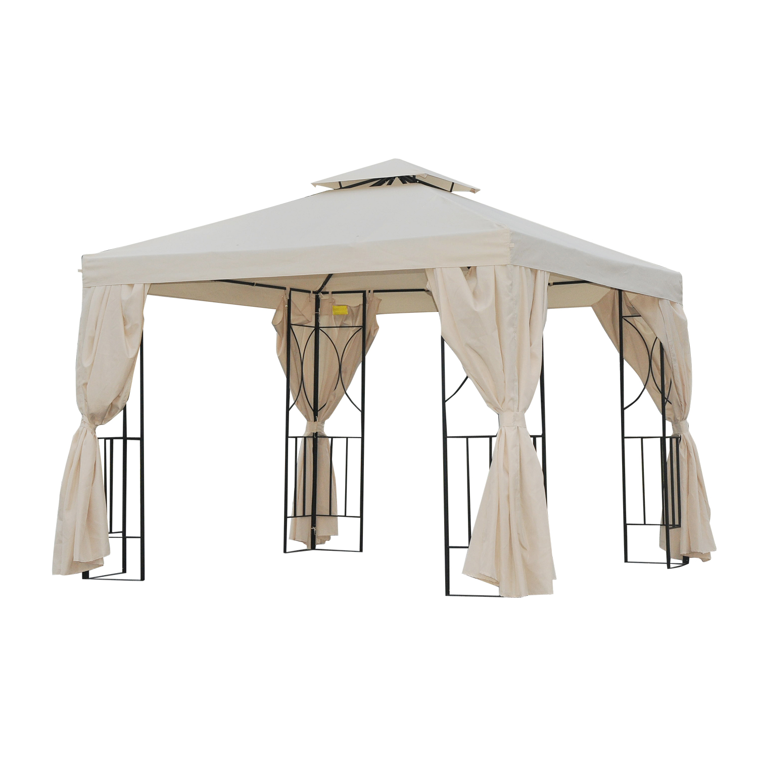3 x 3 m Garden Metal Gazebo Marquee Patio Wedding Party Tent Canopy Shelter with Pavilion Sidewalls (Beige) - Life Essentials