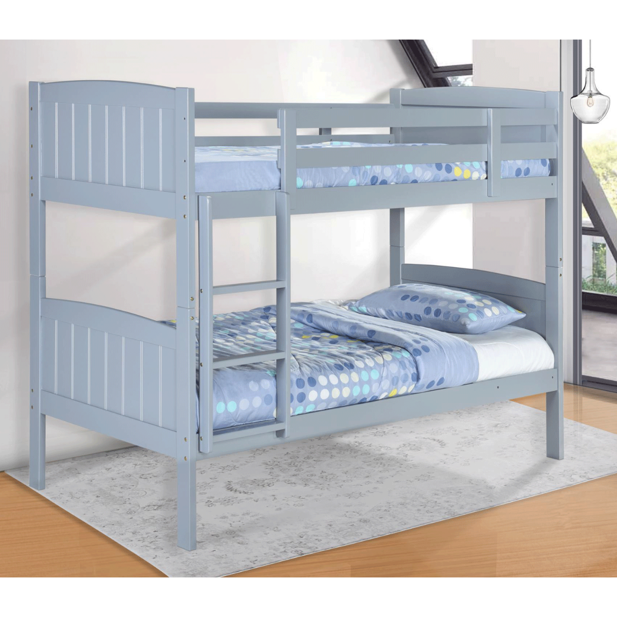 Tenby Stylish Classic Comfort Solid Wood Grey Bunk Bed - Single