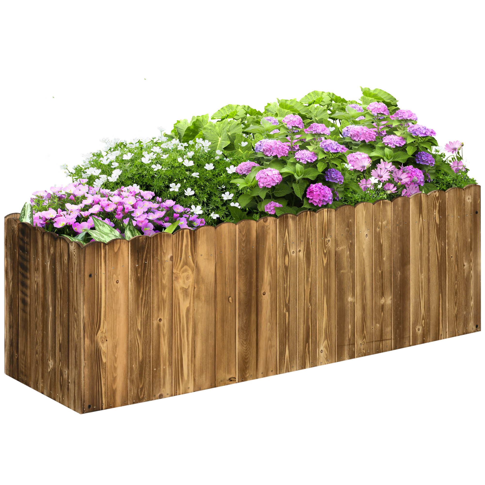 172L Garden Flower Raised Bed Pot Wooden Outdoor Large Rectangle Planter Vegetable Box Outdoor Herb Holder Display (120L x 40W x 40H (cm)) - Life 