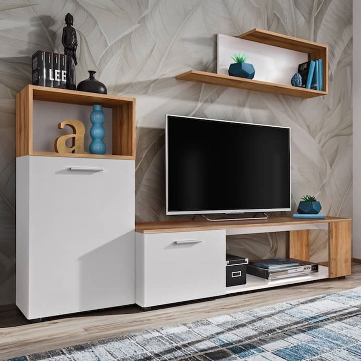 Alex Lucca TV Entertainment Unit - White and Oak Wotan - Art Nest