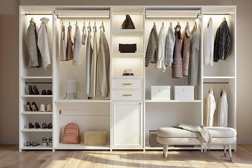 Modern Wardrobe With Handles For Easy Access Storage